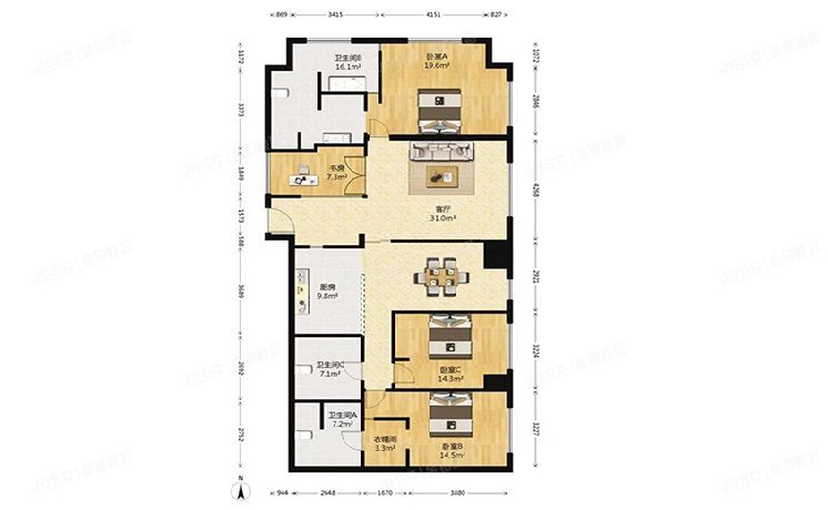 东城区 长安太和22层3单元3-2606号