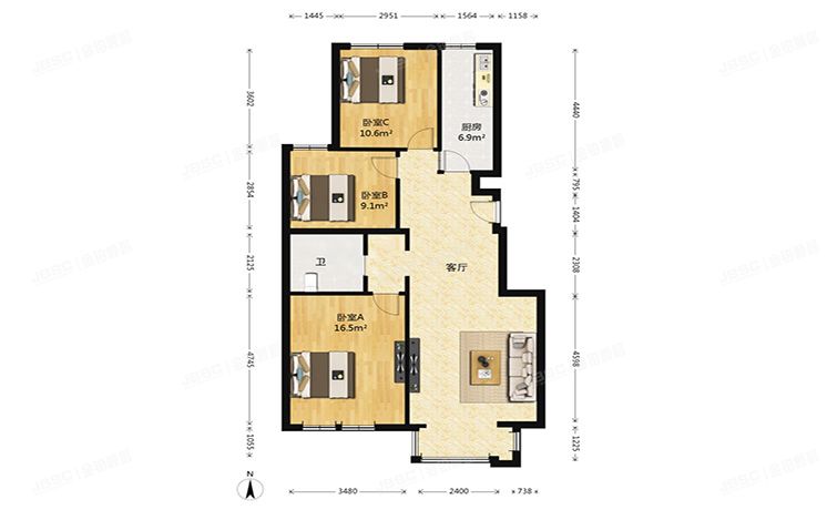 房山区 建邦华庭1号楼6层3单元602号