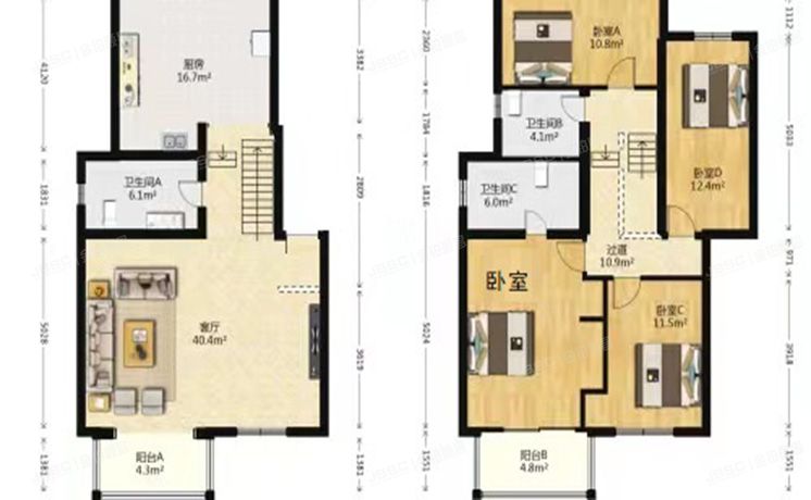 顺义区 万科城市花园丹桂园8号楼3至4层218