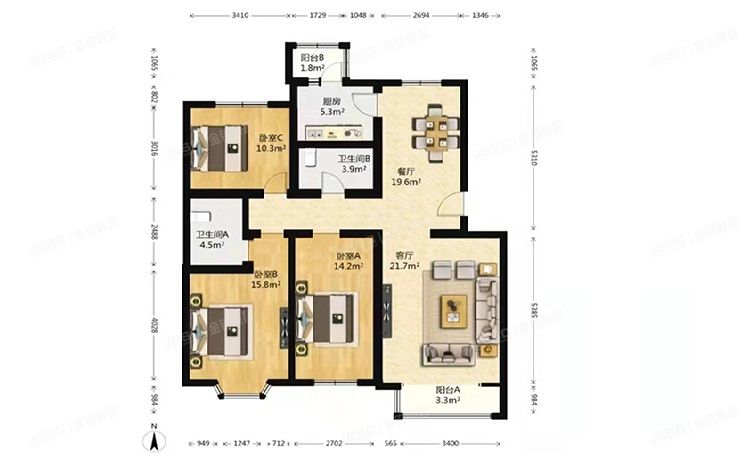 大兴区 瀛海镇玉璟园11号楼3层2-302