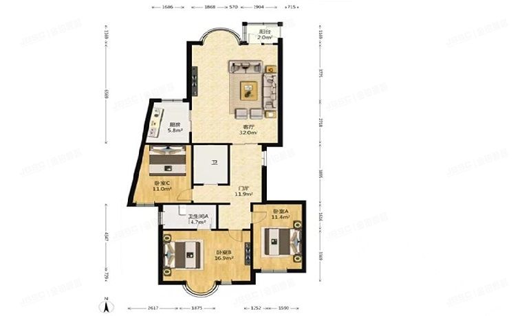 朝阳区 上京新航线308号楼22层2单元2202