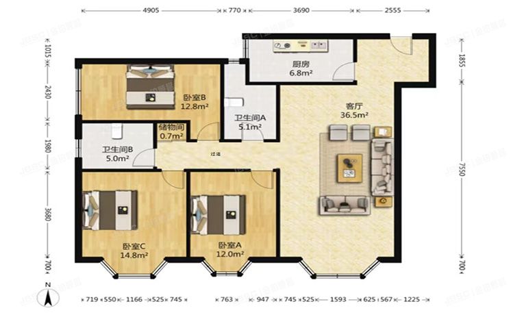 朝阳区 九台2000家园3号楼25层2508