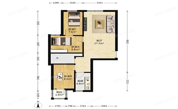 东城区 新景家园4号楼12层8单元1204