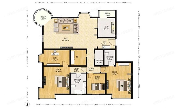 海淀区 汤泉逸墅1号楼3层1单元301