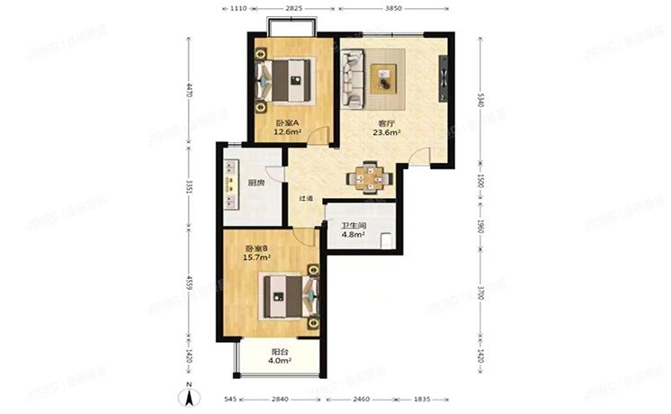 房山区 佳世苑23号-1至1层3单元103室 复式