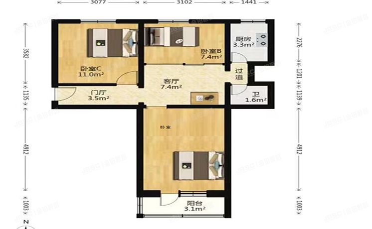 东城区 青年湖东里1号楼1层7单元101号
