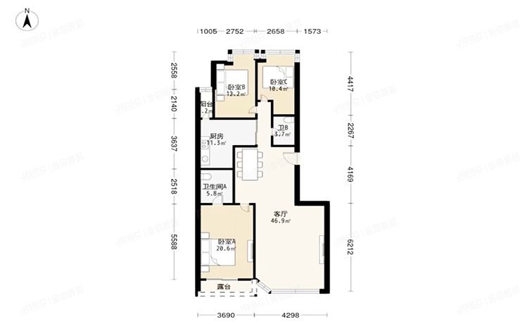 西城区 中海凯旋3号楼3层1门302