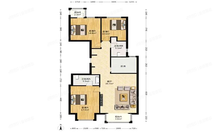 朝阳区 太阳公元北区1号楼22层4单元2201号