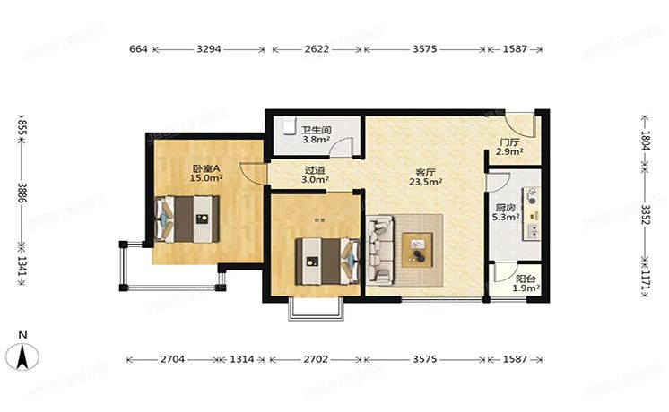 朝阳区 富力又一城9号楼12层1单元1503号