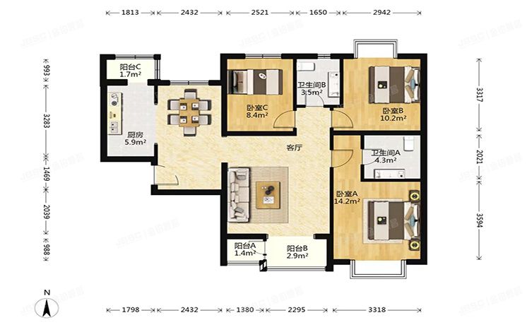 丰台区 万年花城1号楼12层4单元1204