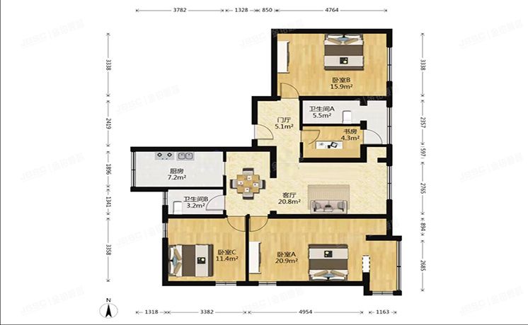 朝阳区 工体东路小区3号楼2层1单元5、6