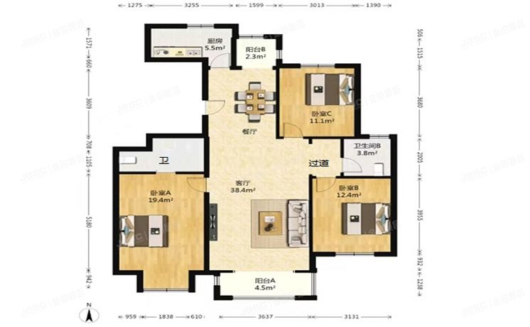 大兴区 鸿坤理想城7号楼9层1单元901