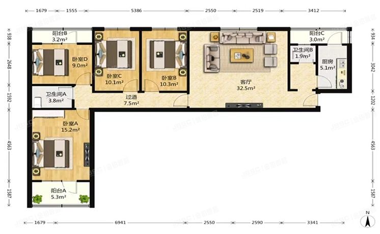 朝阳区 嘉禾园21号楼4层乙门408 央产房