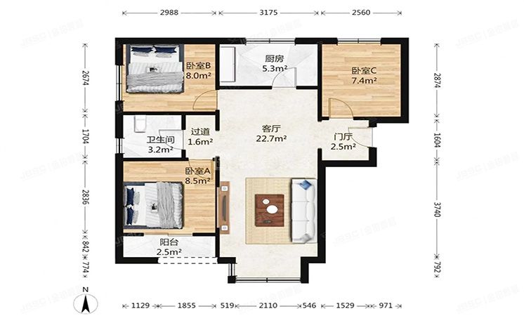通州区 金地格林格林8号楼6层2单元604