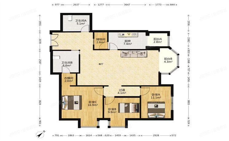 朝阳区 银枫家园5号楼20层B-2003