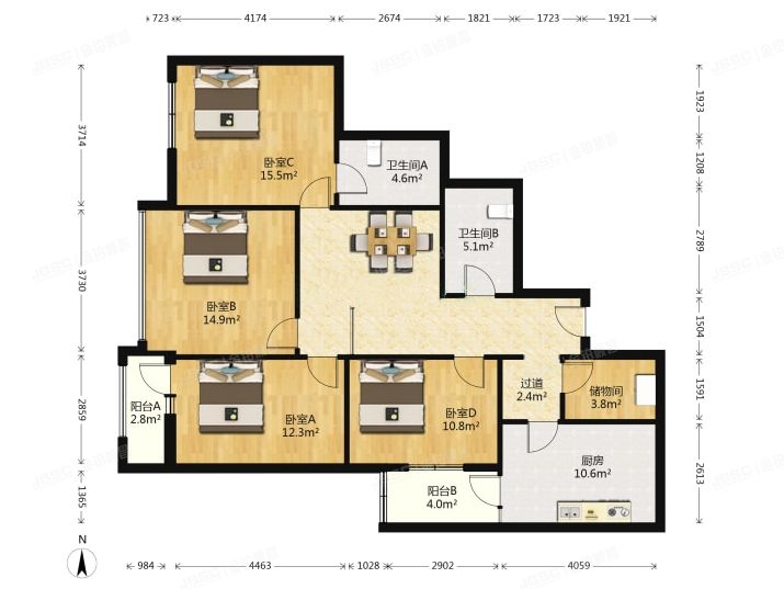 朝阳区 SOHO现代城4号楼15层1804