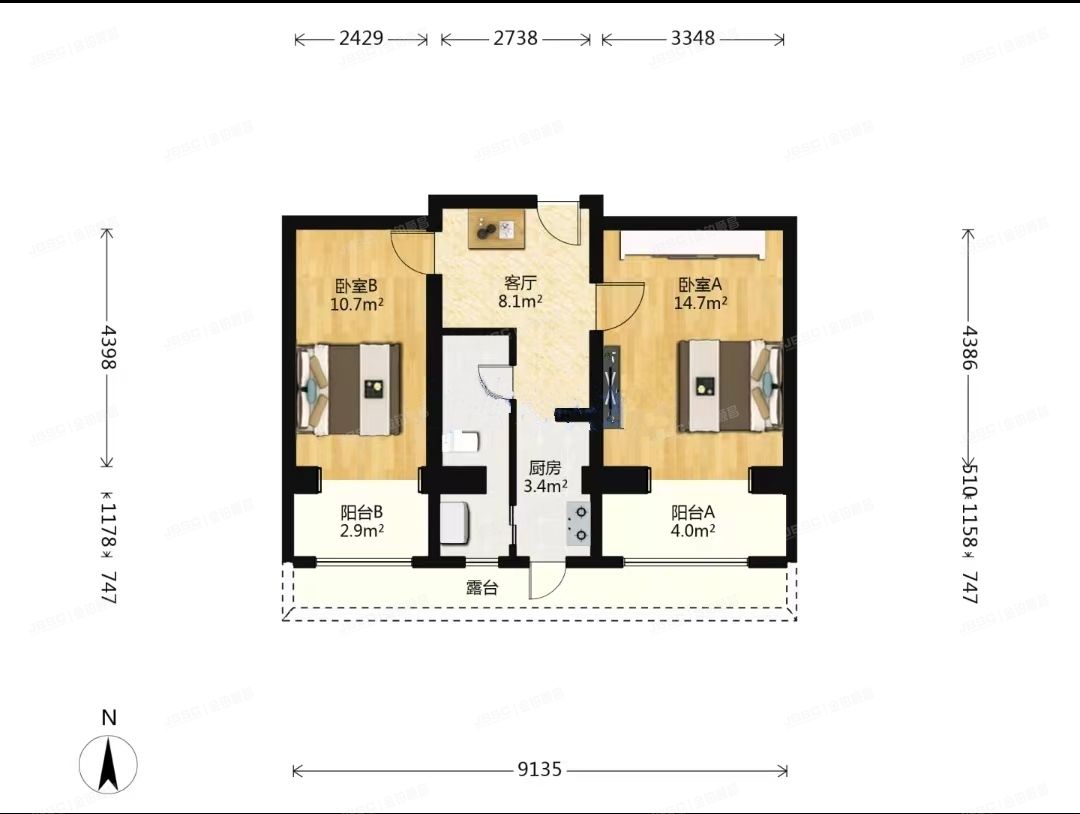 海淀区 甘家口1号楼2层1门202室