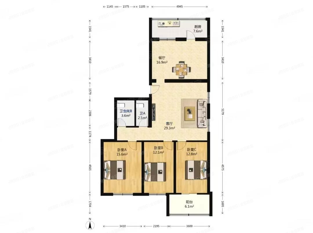 顺义区 裕龙花园六区19号楼3层一单元301号