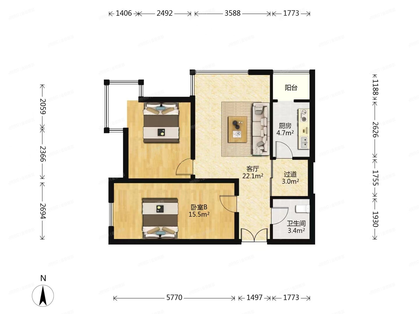 朝阳区 北京新天地23号楼1层2单元107