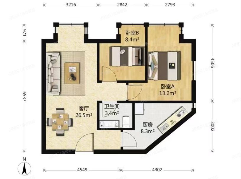 朝阳区 青年路西里2号院9号楼27层T17单元3102（国美第一城）