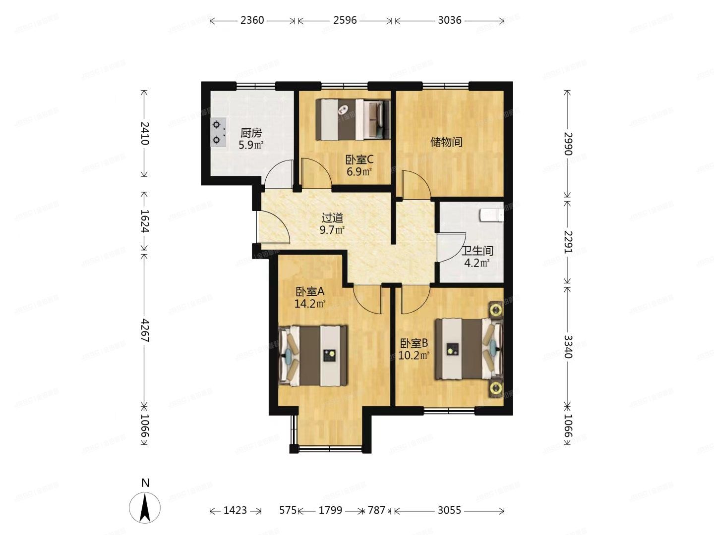 朝阳区 塔营北街6号院6号楼3层3单元301（远洋一方润园）