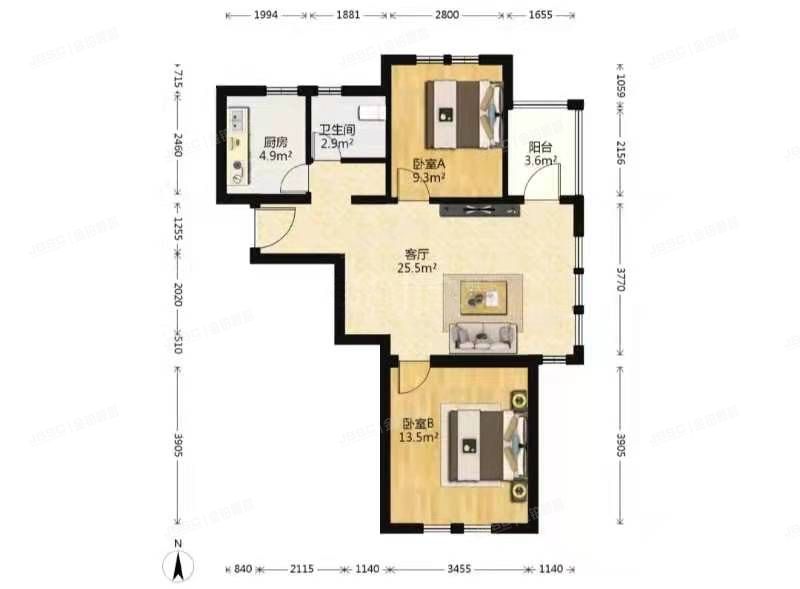 房山区 阎村镇绿城.百合公寓玉泉苑1号楼2层1单元201