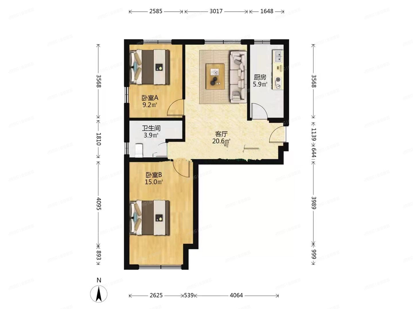 房山区 康泽路9号院1号楼4层2单元404（康泽佳苑）