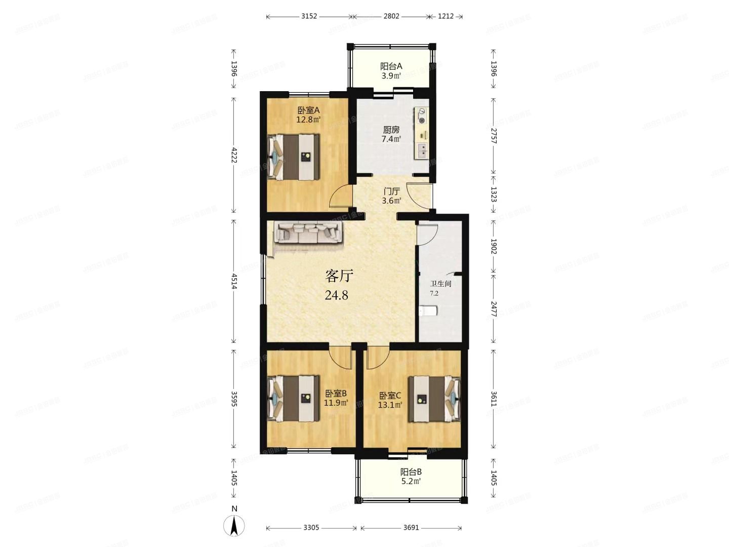 房山区 城关街道兴房苑3号楼5层4-502