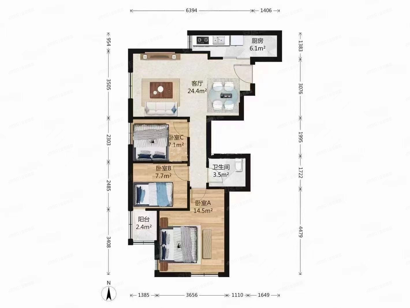 朝阳区住欣家园205号楼2层208号
