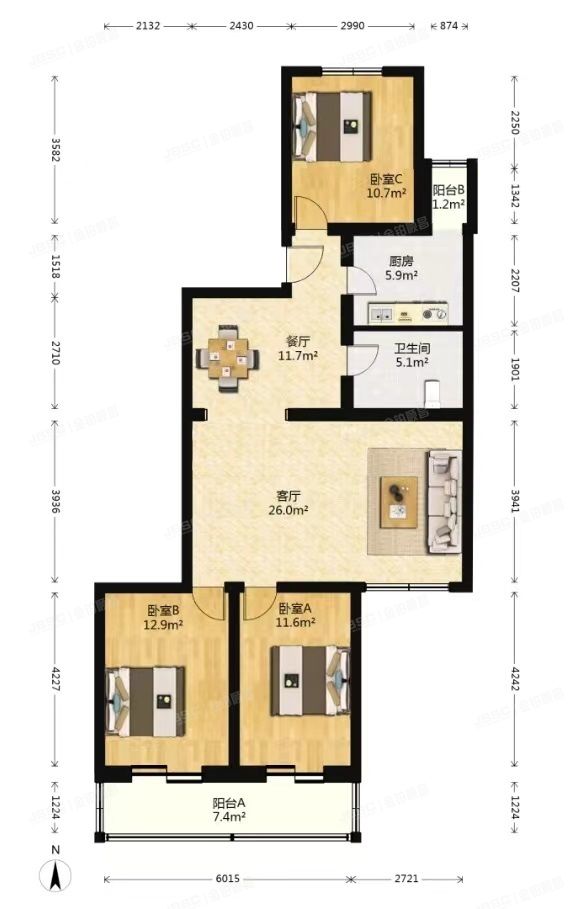 通州区华兴园19号楼2层221