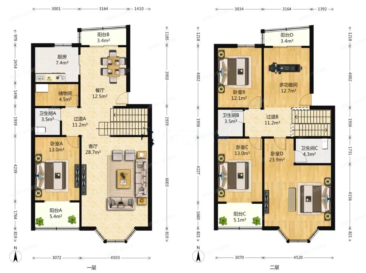 顺义区樱花园三区1号楼3至4层二单元302-402