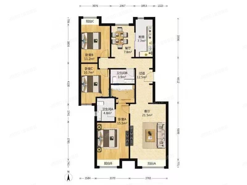 丰台区 六圈西路12号院4号楼8层1单元801（中海苏黎世家）