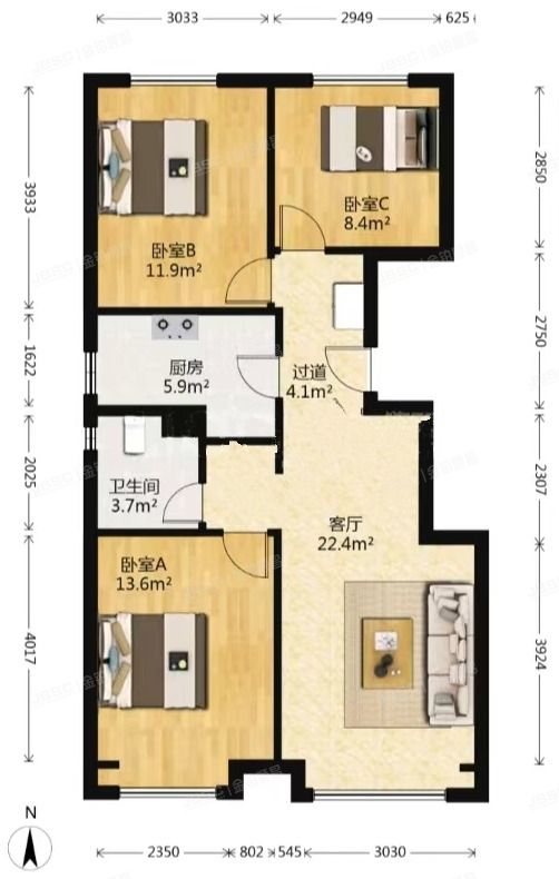 房山区  悦都新苑一区7号楼3单元1102室（首创新悦都）