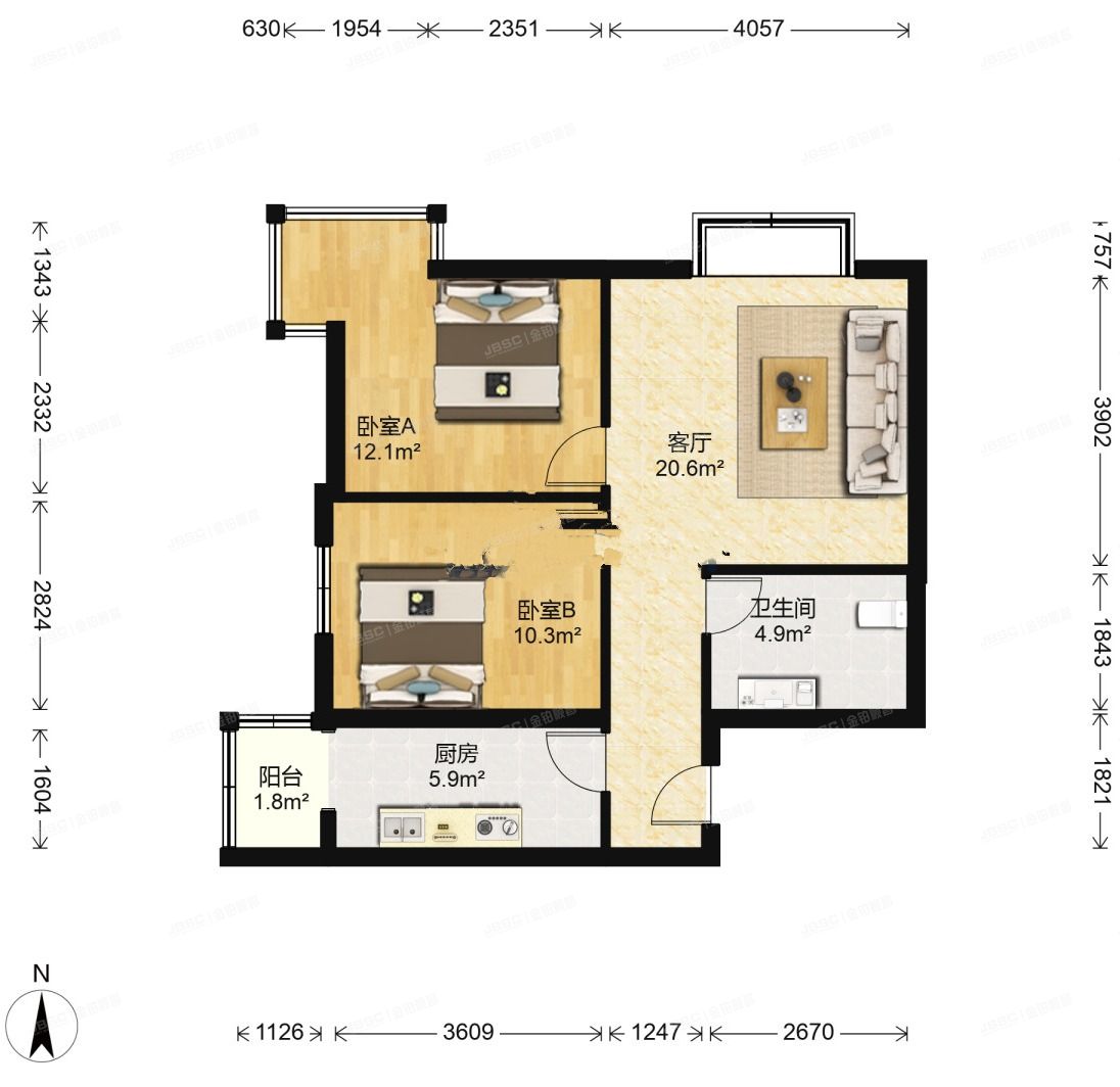 丰台区丰桥路2号院4号楼11层 4单元1204（优筑）