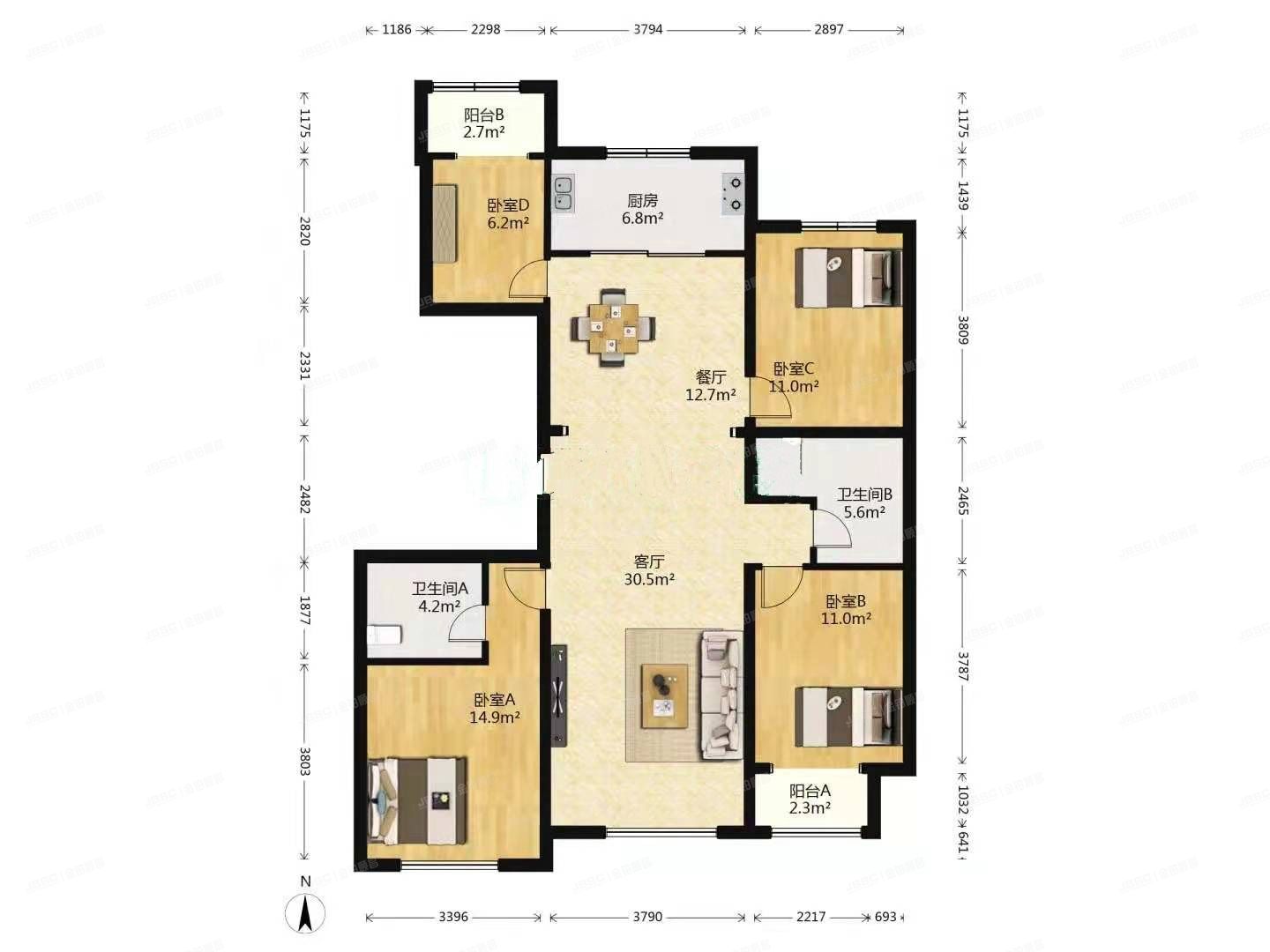 门头沟区 何各庄中街1号院1号楼1单元2401室（丽景长安）