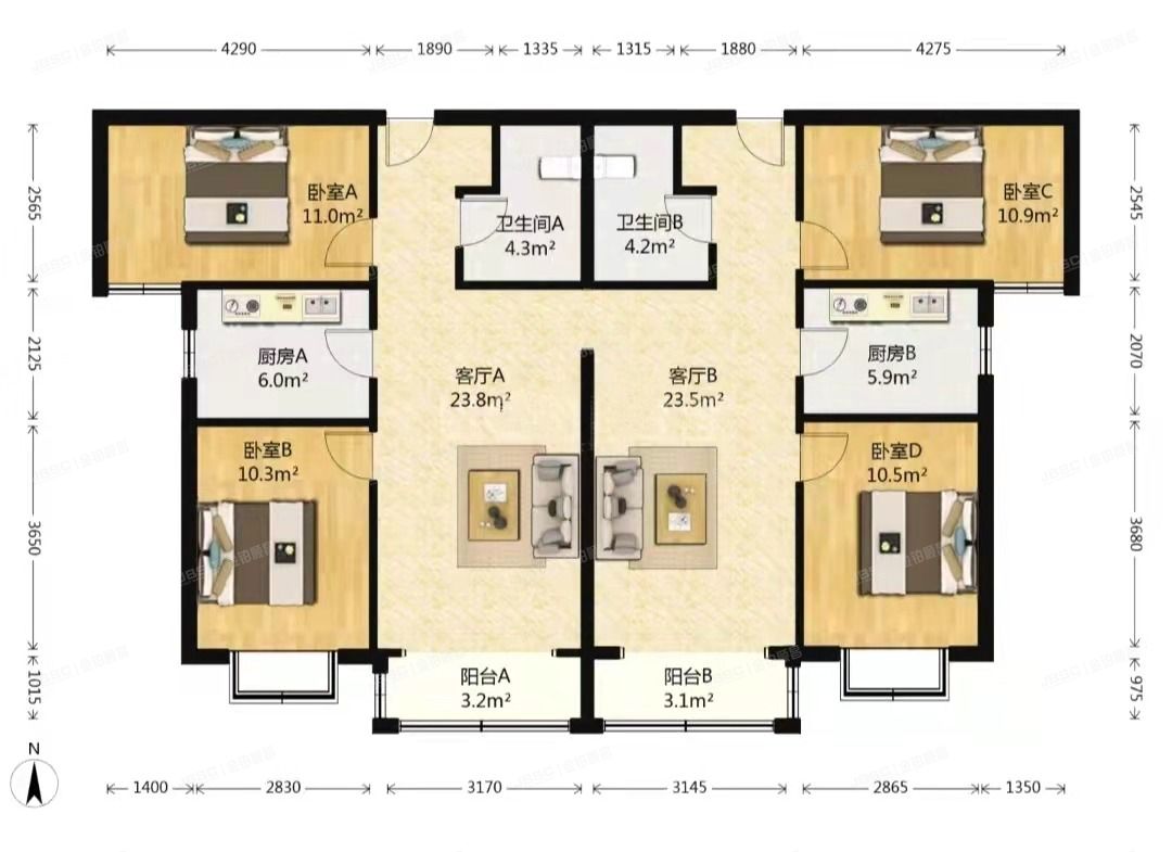 房山区 行宫西街2号院2号楼302室（首创伊林郡）