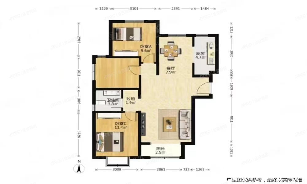 通州区 仪府路12号院3号楼2单元903（泰晤士印象）