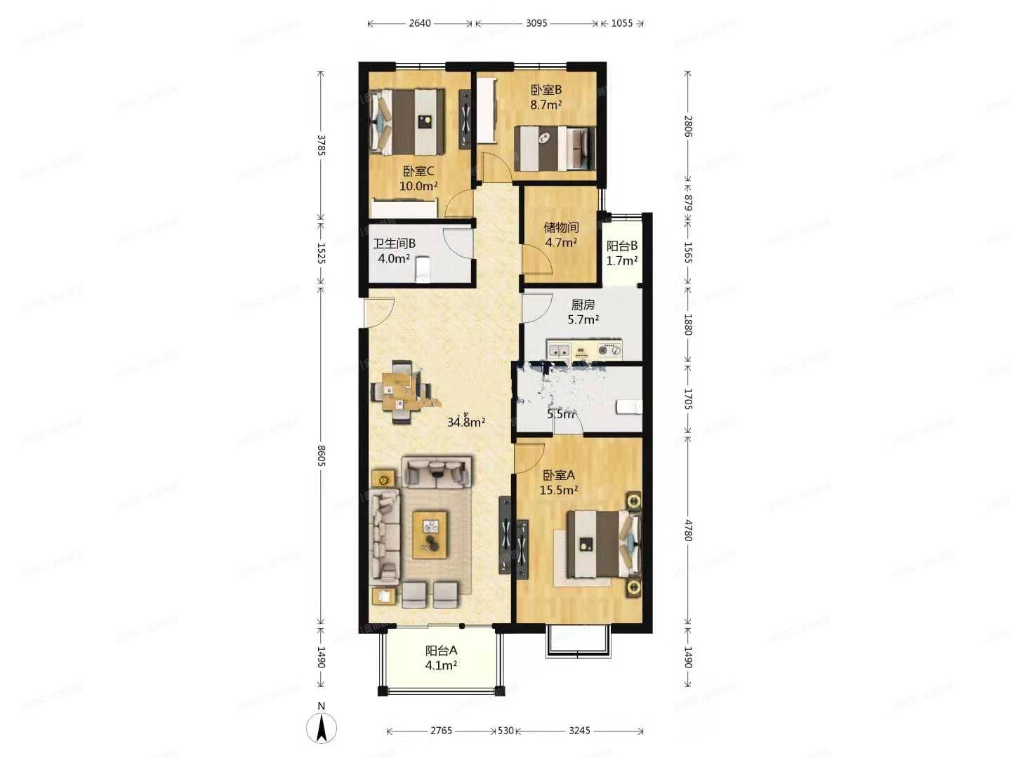 丰台区 银地家园34号楼11层2单元1201室