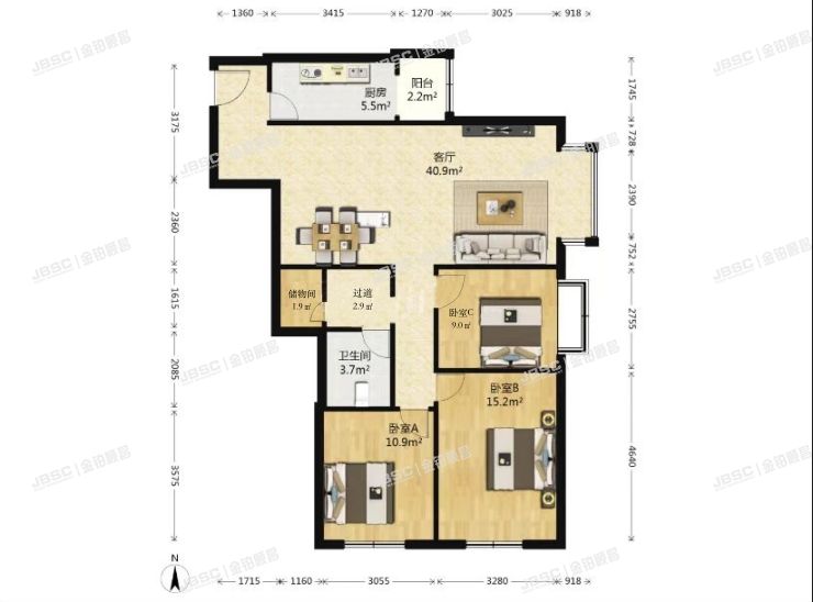 丰台区四方景园二区3号楼18层1805