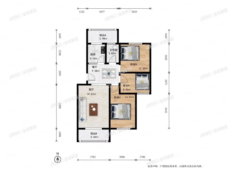顺义区 裕龙花园六区27号楼3单元601室