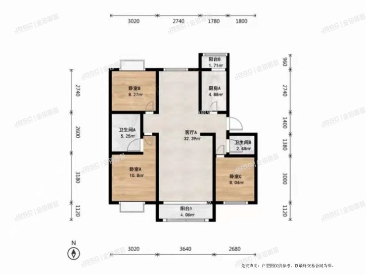 房山区 韩村河大自然新城-雅苑28号楼2单元302室