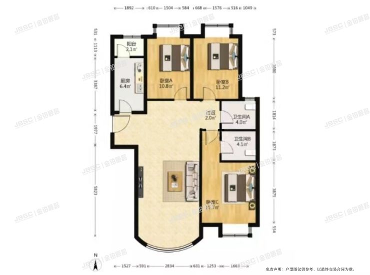 通州区 潞通大街198号院3号楼2单元1303室（运河湾）