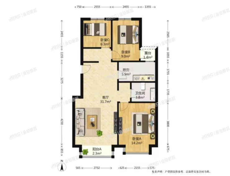 大兴区 三羊北里3号楼4单元302室（金色漫香林）