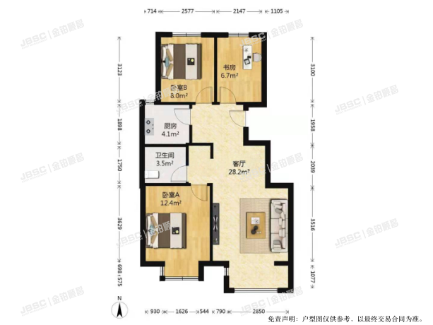 房山区 长兴东街3号院1号楼1单元1502室（国际花园）