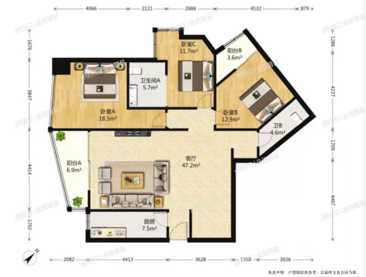 丰台区 骏景园中区9号楼502室（珠江骏景中区）