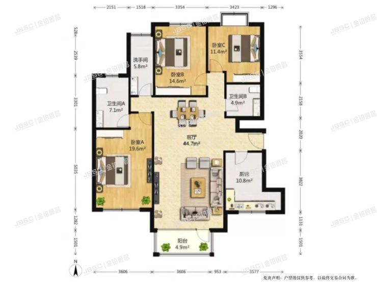 大兴区 康和园133号楼1单元302室（原生墅）