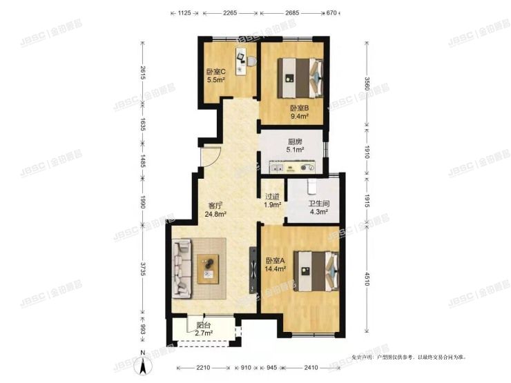 大兴区 安顺北路1号院18号楼2单元501室（格林云墅）