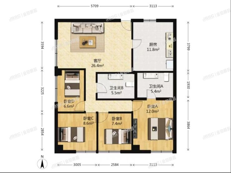 西城区 香炉营头条33号院2号楼901室（庄胜商住楼）
