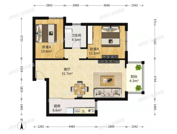 石景山区 玉泉西里二区7号楼3单元605室（远洋山水北区）