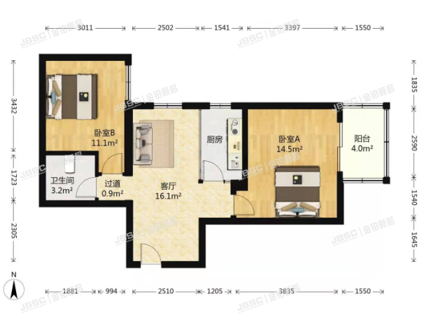 丰台区 银地家园1号楼3单元501室
